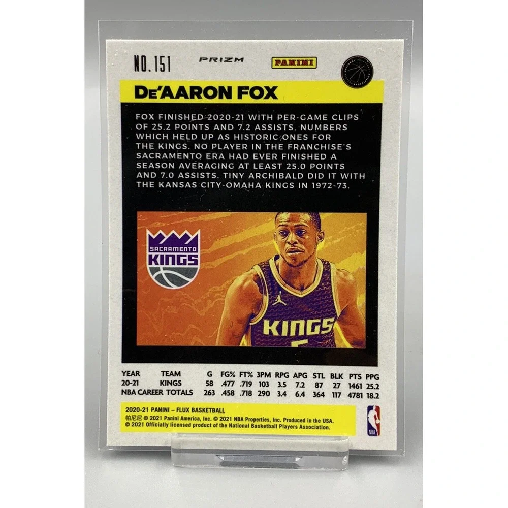 2020-21 Panini‎ Flux - Blue Cracked Ice #151 De'Aaron Fox Sacramento Kings